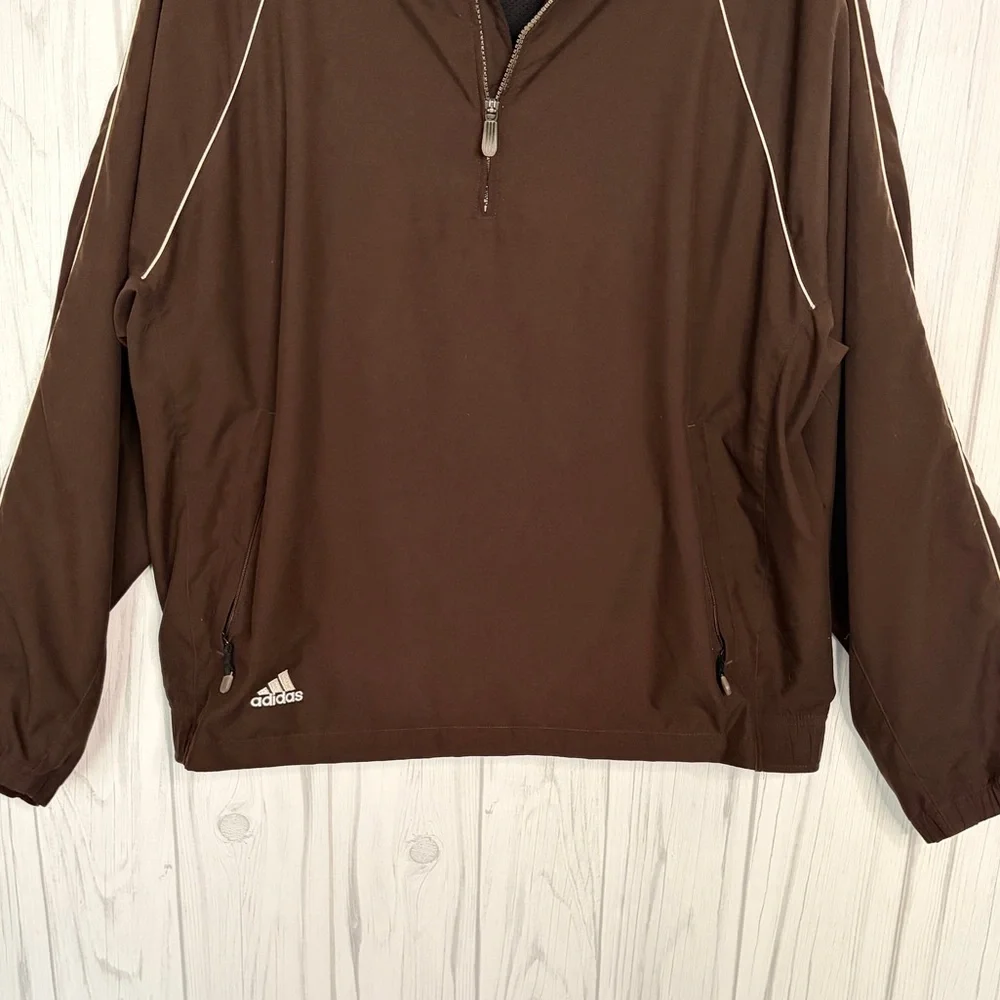 ADIDAS Men’s Y2K Dark Brown 1/4-Zip ClimaProof Windbreaker‎ Jacket, XL